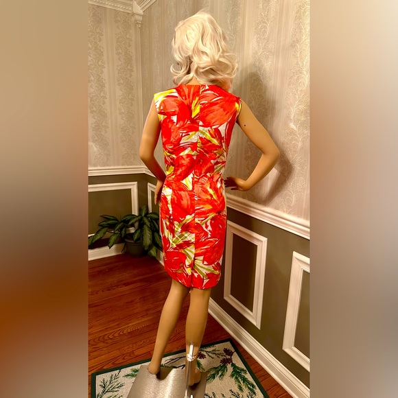 TAHARI “Arthur S. Levine!”Hawaiian Flowers🌺Sundress! Red/grn/Size-10 - Picture 8 of 13